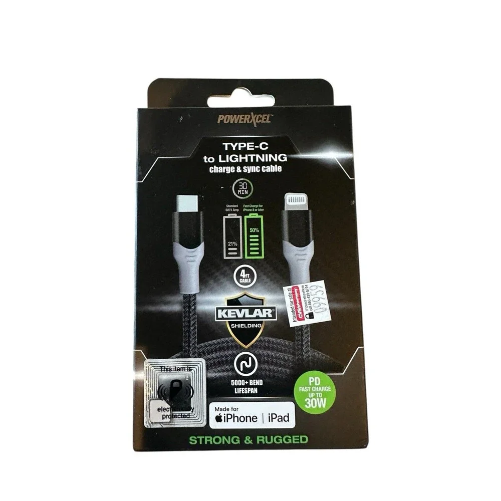 Lot 8 New PowerXcel Type C to Lightning Cables MFi-Certified Made with Kevlar